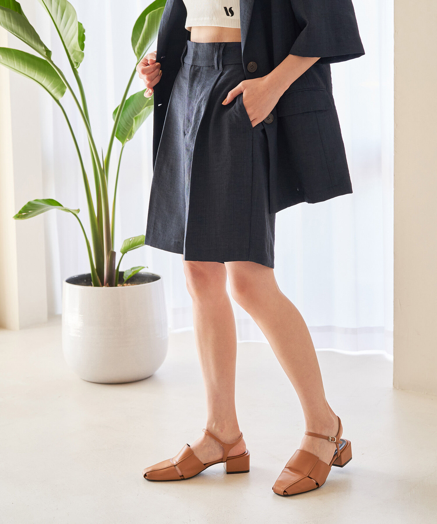 VIS「【接触冷感・洗える】美easyリネンライクショートパンツ」|その他|