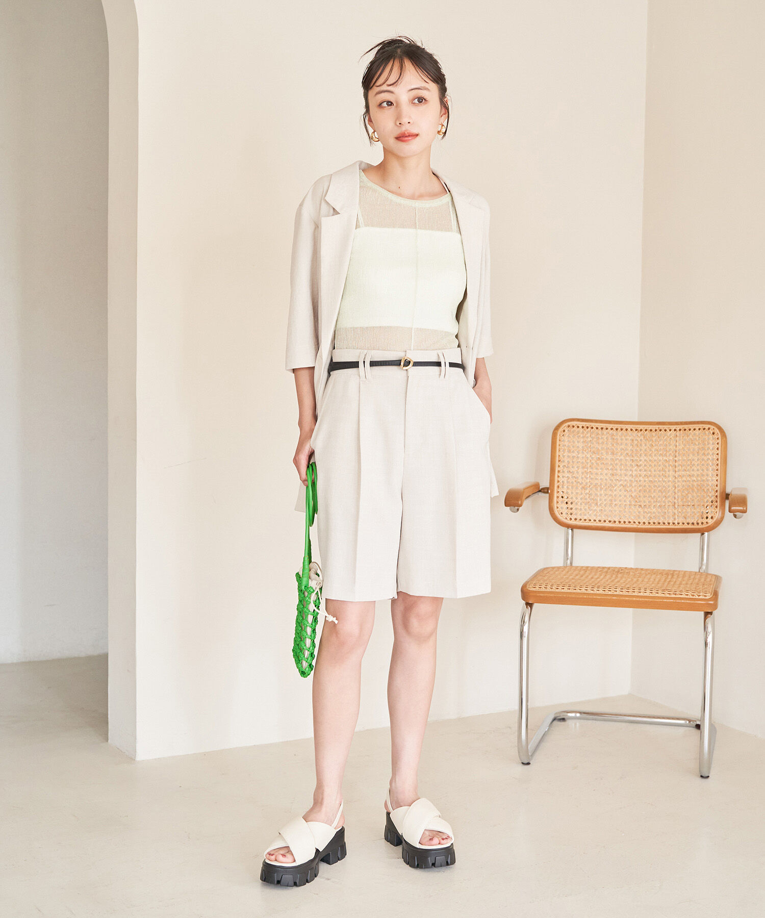 VIS「【接触冷感・洗える】美easyリネンライクショートパンツ」|その他|