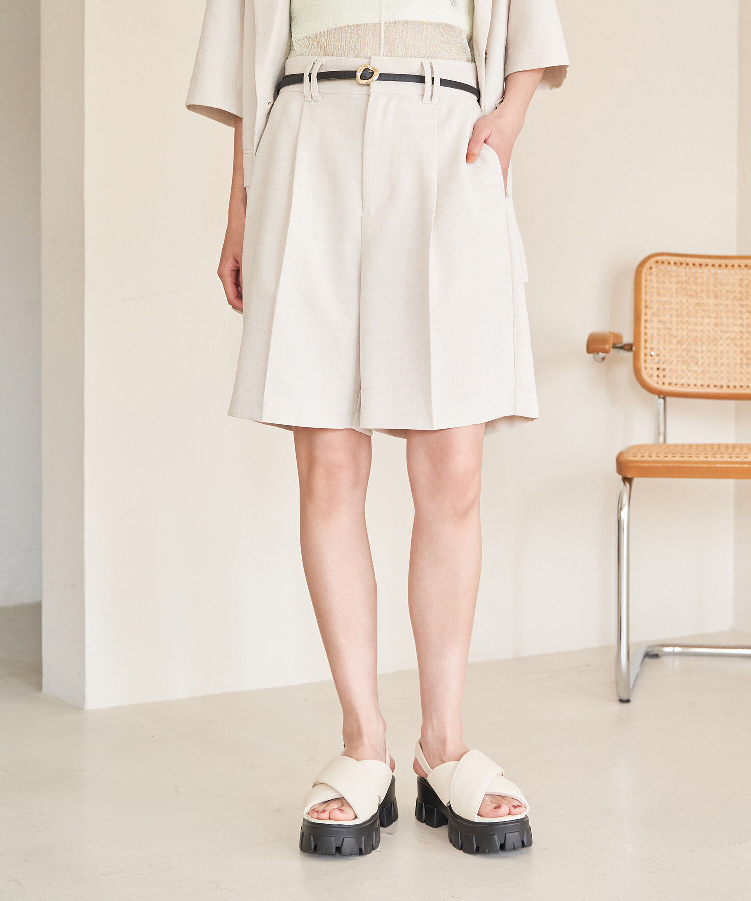 VIS「【接触冷感・洗える】美easyリネンライクショートパンツ」|その他|