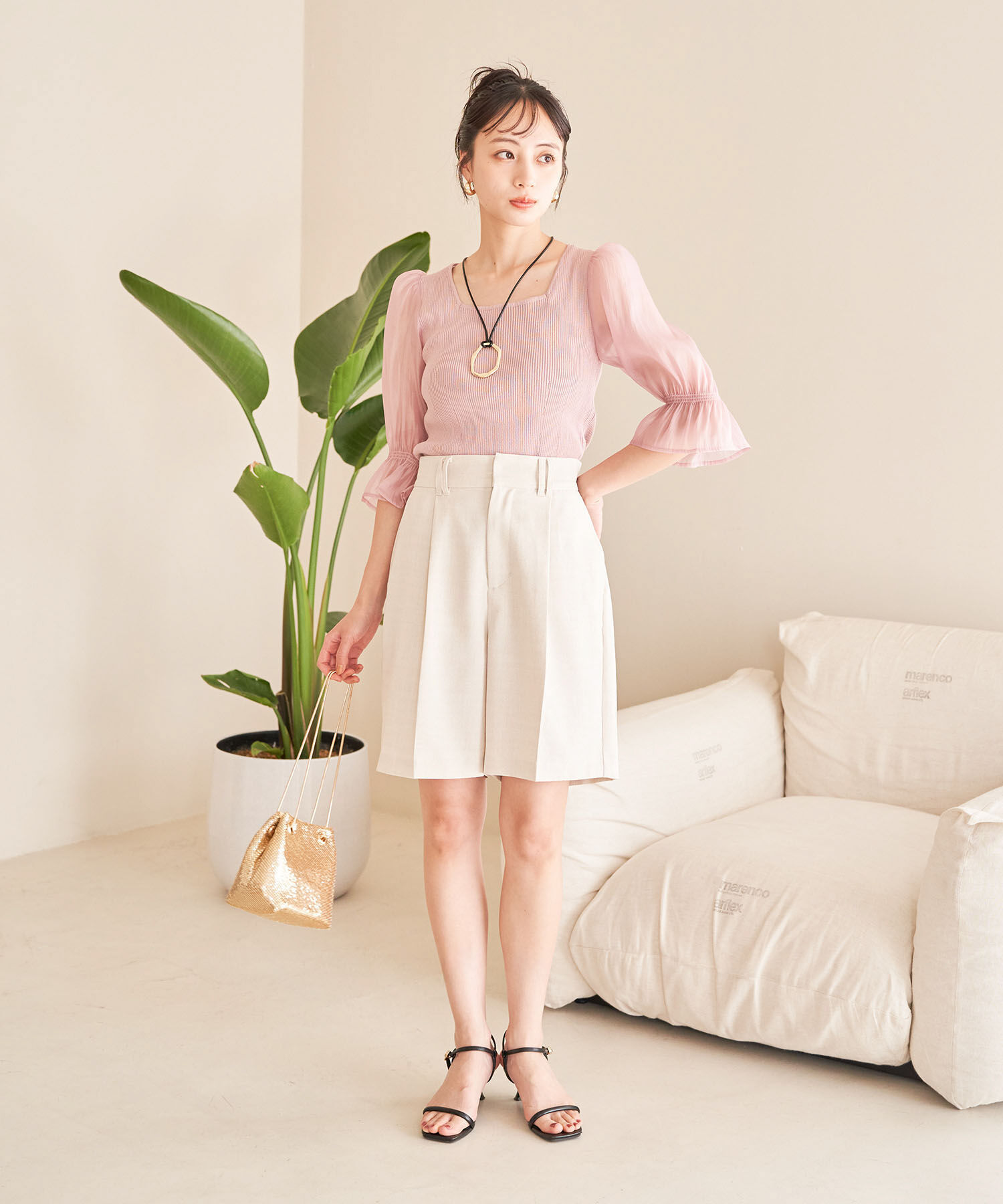 VIS「【接触冷感・洗える】美easyリネンライクショートパンツ」|その他|