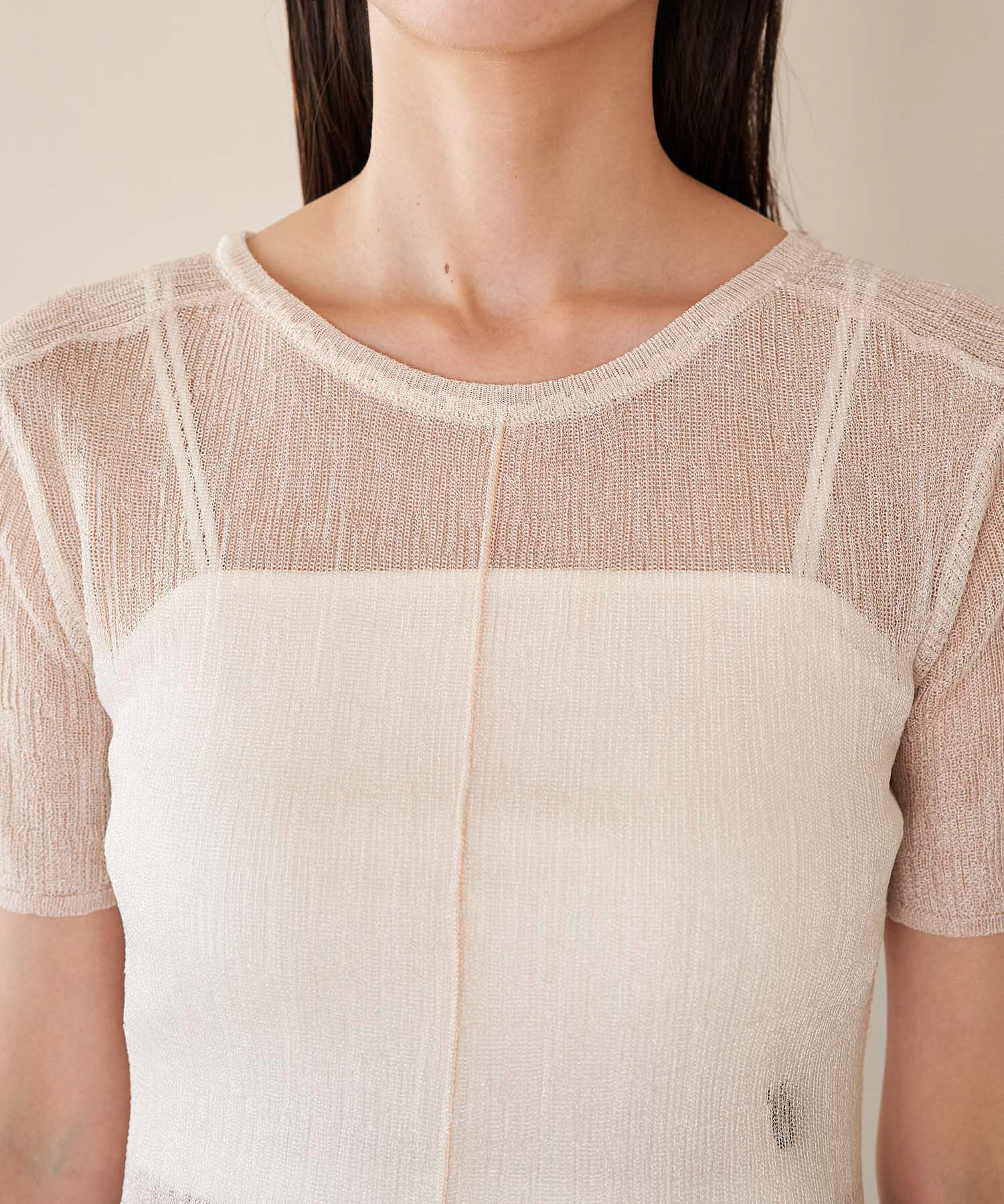 VIS「【洗える】裾スリットシアーニットプルオーバー」|ニット・セーター|