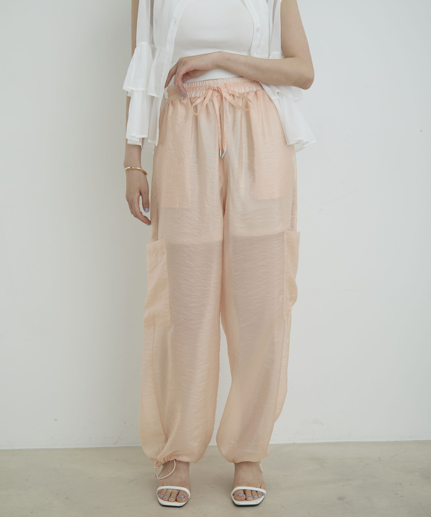 VIS「【洗える】シアーカーゴパンツ」|カーゴ|ピンク(63)