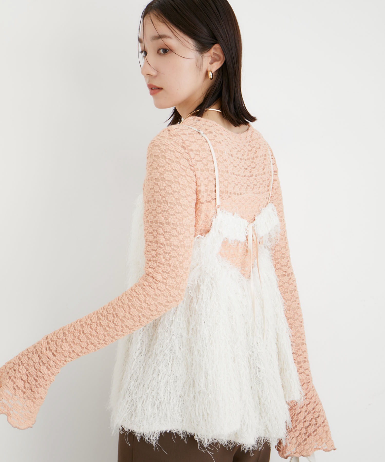 VIS「【洗える】フリンジフレアキャミブラウス」|シャツ・ブラウス|