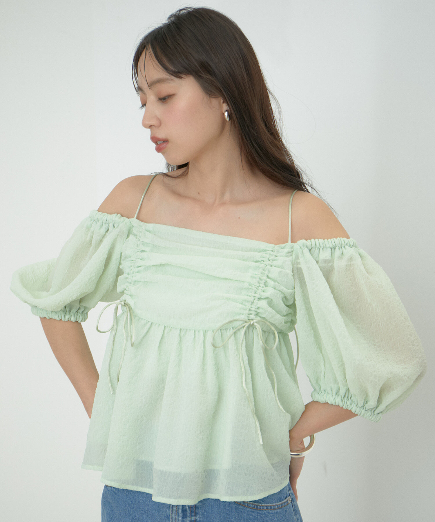 VIS「【2WAY】リボンディテールオフショルブラウス」|シャツ・ブラウス|