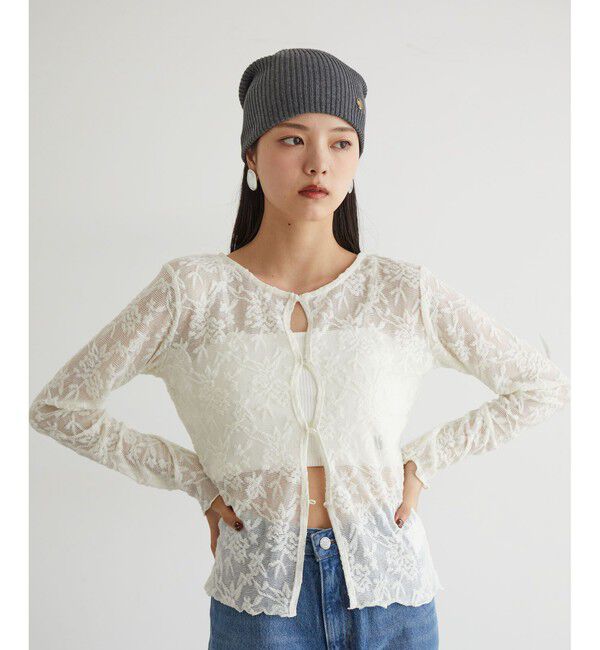 VIS「【前後2WAY】カットジャガードカーディガン【洗える】」|カーディガン|