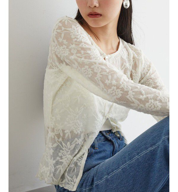 VIS「【前後2WAY】カットジャガードカーディガン【洗える】」|カーディガン|