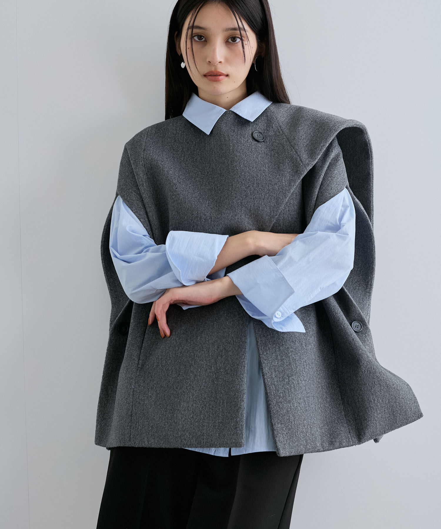 VIS「マフラーみたいに巻けるポンチョベスト」|ポンチョ・ケープ|