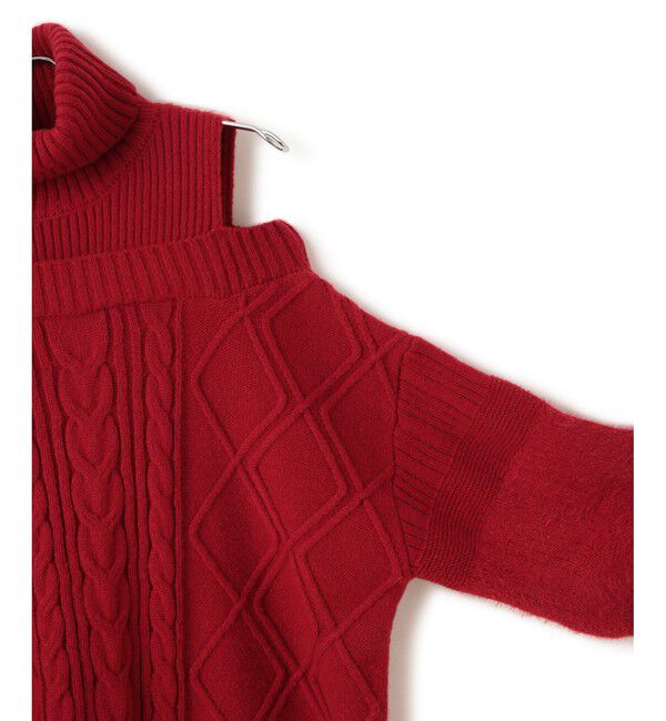 VIS「【洗える】オフショルケーブル編みミニワンピース」|ワンピース|