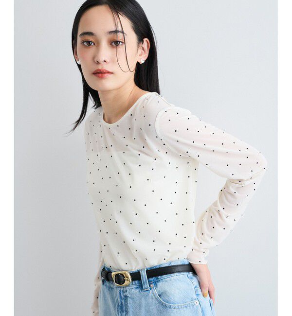 VIS「シアードット＆リボン柄プルオーバー」|Tシャツ・カットソー|