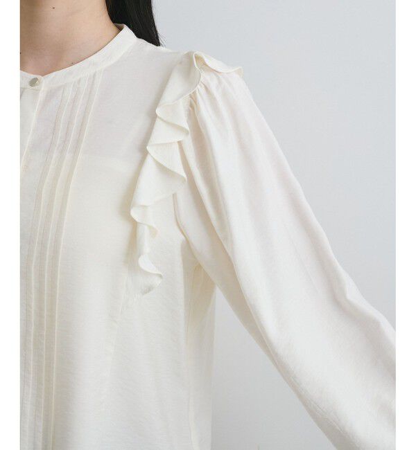 VIS「【洗える】フロントピンタックフリルブラウス」|シャツ・ブラウス|