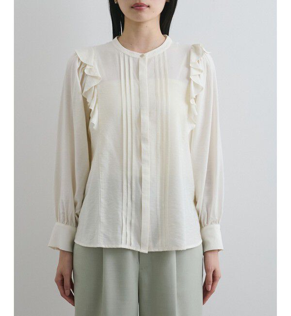 VIS「【洗える】フロントピンタックフリルブラウス」|シャツ・ブラウス|