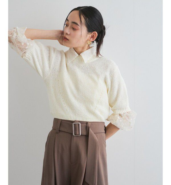 VIS「【洗える】アイレットブークレコンパクトニット」|Tシャツ・カットソー|