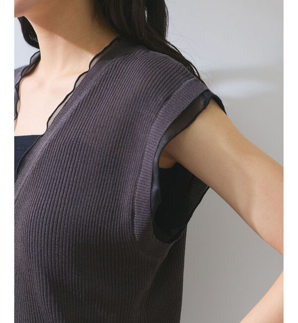 VIS「【WEB限定】シアーフリルサマーニットベスト」|ベスト・ジレ|