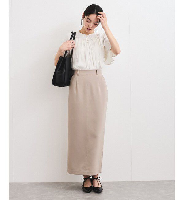 VIS「【2WAY】割繊ハーフスリーブブラウス【洗える】」|シャツ・ブラウス|