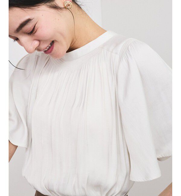VIS「【2WAY】割繊ハーフスリーブブラウス【洗える】」|シャツ・ブラウス|