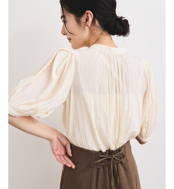 VIS「【2WAY】ビッグリボンハーフスリーブブラウス【洗える】」|シャツ・ブラウス|