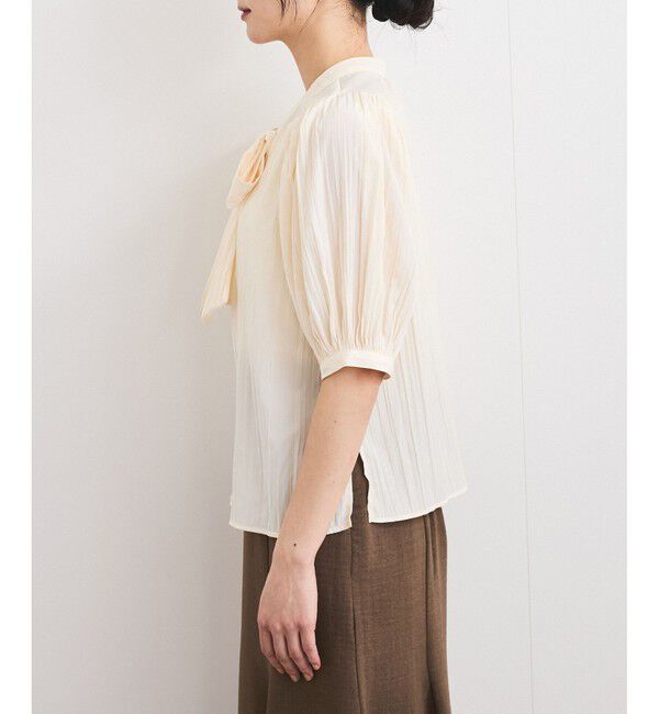 VIS「【2WAY】ビッグリボンハーフスリーブブラウス【洗える】」|シャツ・ブラウス|