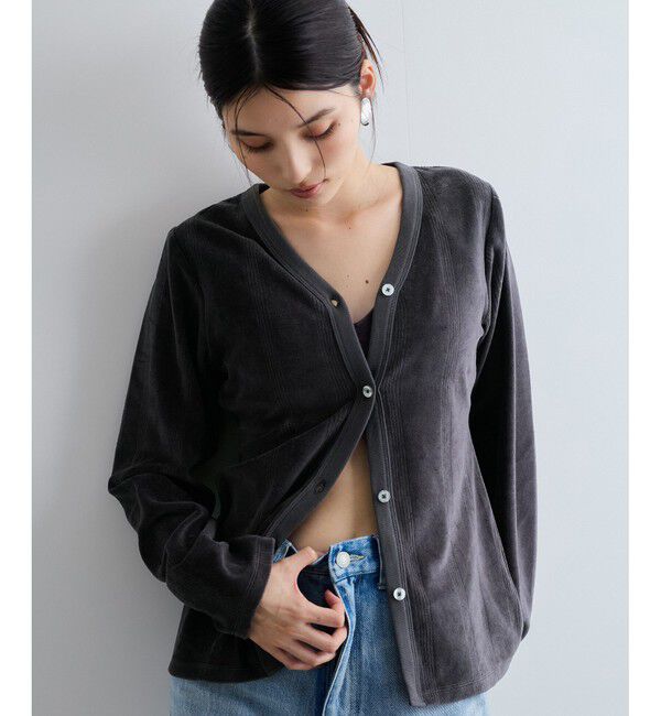 VIS「【Miller】VIS別注モデルベロアボタンアップカーディガン【洗える】」|カーディガン|ライトグレー(08)