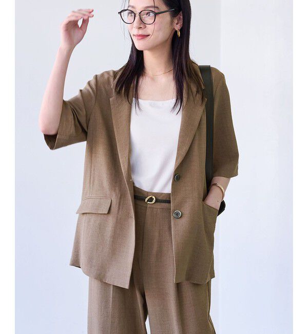 VIS「【美easy】ハーフスリーブジャケット/セットアップ対応・洗える」|テーラードジャケット|