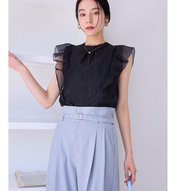 VIS「主役級！華やぎシアーシャイニーボウタイフリルブラウス【前後2WAY】【洗える】」|シャツ・ブラウス|