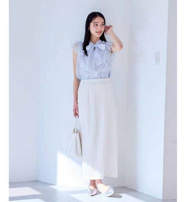 VIS「主役級！華やぎシアーシャイニーボウタイフリルブラウス【前後2WAY】【洗える】」|シャツ・ブラウス|