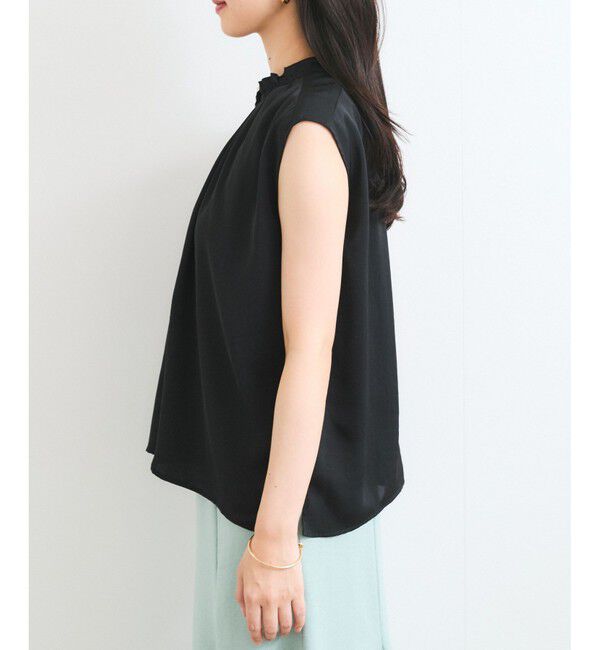 VIS「【WEB限定】割繊釦ネックフリルブラウス」|シャツ・ブラウス|