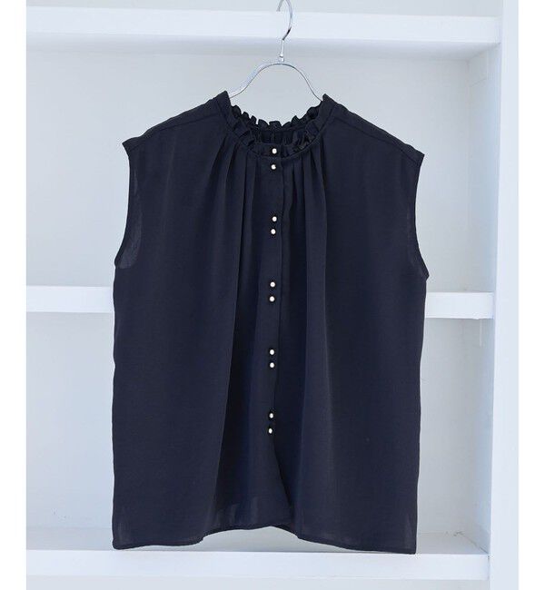 VIS「【WEB限定】割繊釦ネックフリルブラウス」|シャツ・ブラウス|