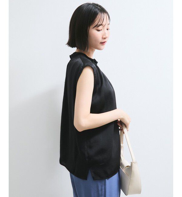 VIS「【WEB限定】割繊釦ネックフリルブラウス」|シャツ・ブラウス|