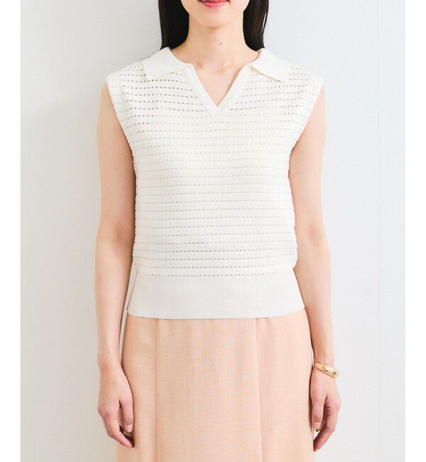 VIS「スキッパーフレンチスリーブアイレットニット」|ニット・セーター|