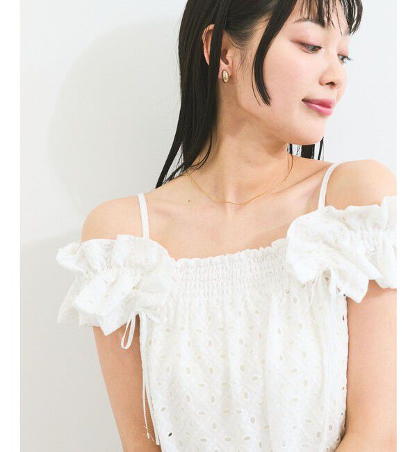 VIS「【2WAY】エンブロイダリーレースショルダーブラウス」|シャツ・ブラウス|