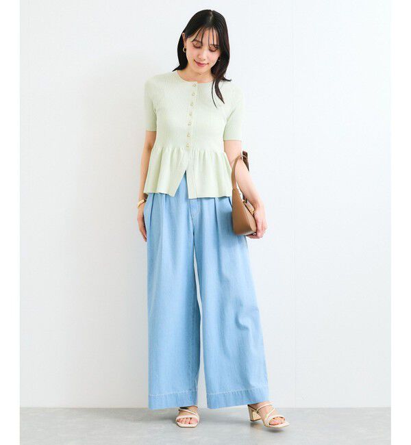 VIS「【アンチピリング】ペプラムハーフスリーブニットカーディガン」|カーディガン|