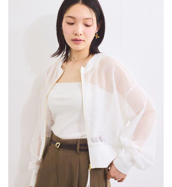 VIS「【WEB限定】ジップアップメッシュブルゾン/カーディガン」|カーディガン|