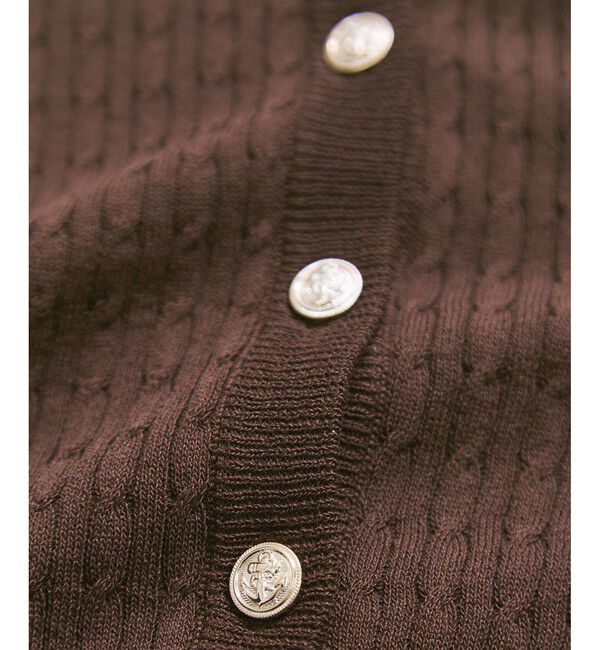 VIS「【WEB限定】エンブレム金釦5分袖ケーブルカーディガン」|カーディガン|