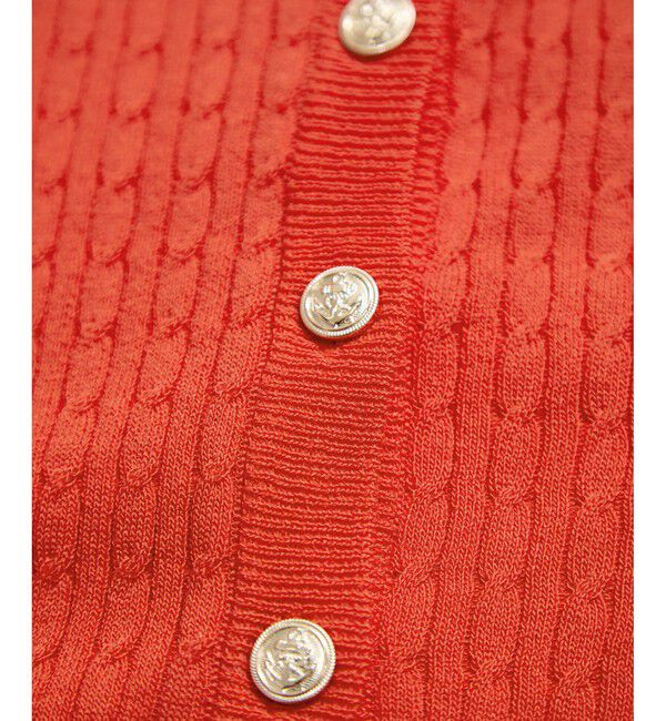 VIS「【WEB限定】エンブレム金釦5分袖ケーブルカーディガン」|カーディガン|