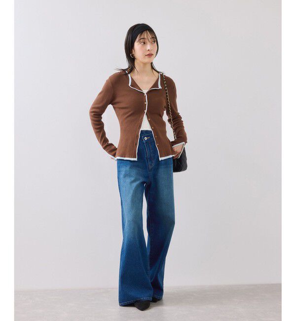 VIS「【WEB/一部店舗限定】配色メローバイカラーカーディガン」|カーディガン|