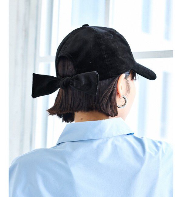 VIS「バックリボンベロアキャップ」|キャップ・キャスケット|ブラック(01)