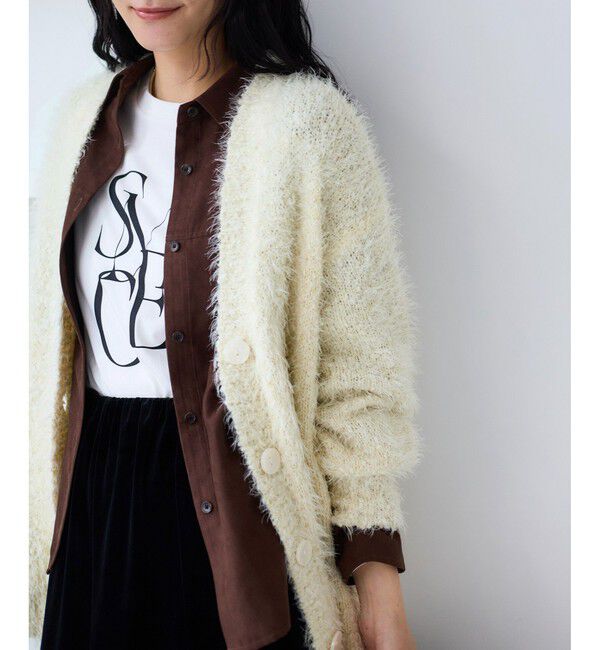 VIS「ポップコーンヤーンラメフェザーニットカーディガン/WEB限定FSサイズ」|カーディガン|