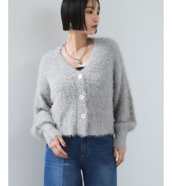 VIS「ポップコーンヤーンラメフェザーニットカーディガン/WEB限定FSサイズ」|カーディガン|