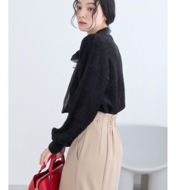 VIS「シアーボウタイリボン付きフェザーニットプルオーバー/2WAY・イージーケア」|ニット・セーター|