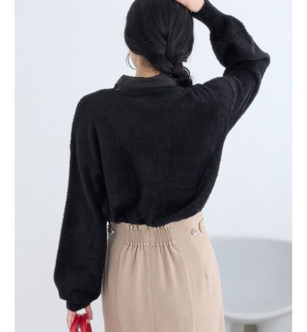 VIS「シアーボウタイリボン付きフェザーニットプルオーバー/2WAY・イージーケア」|ニット・セーター|