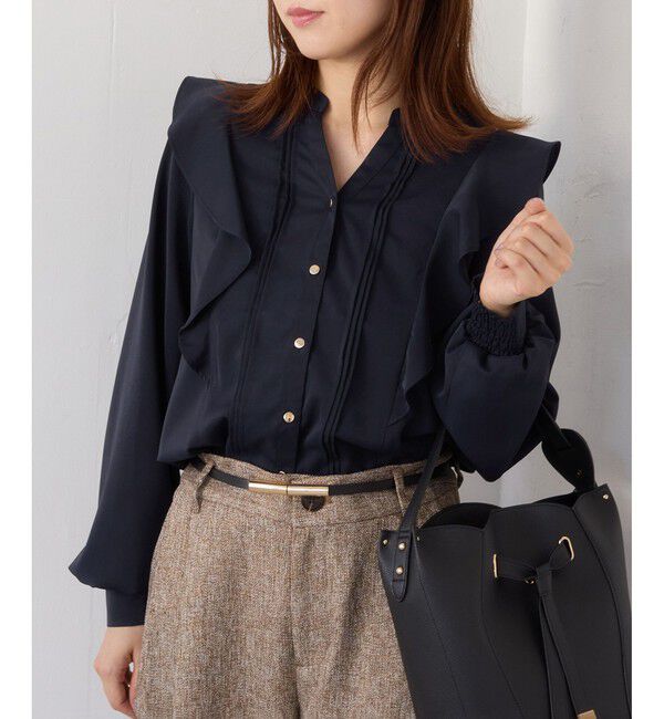 VIS「【WEB限定】スキッパーフリルデザインブラウス」|シャツ・ブラウス|
