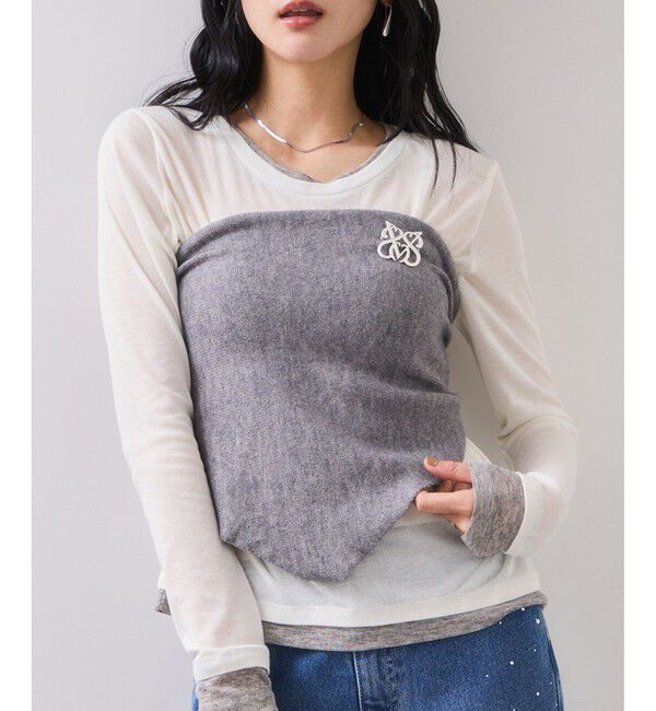 VIS「トライアングルニットスカーフ」|バンダナ・スカーフ|グレー(07)