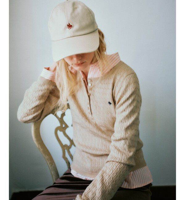 VIS「【POLO BCS】VIS別注ヘンリーネックミニケーブルニットトップス」|ニット・セーター|