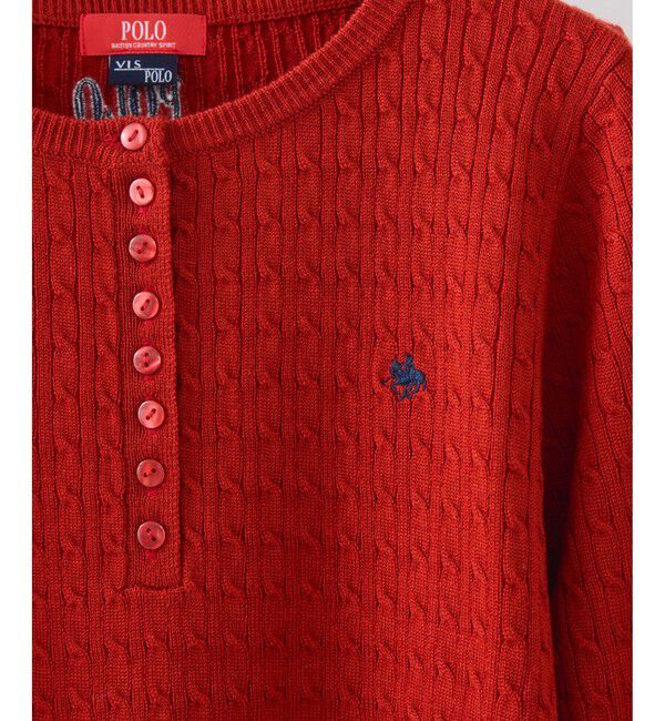VIS「【POLO BCS】VIS別注ヘンリーネックミニケーブルニットトップス」|ニット・セーター|