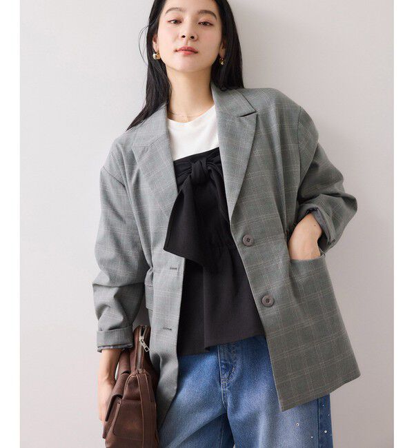 VIS「チェックアソートウエストドロストジャケット」|テーラードジャケット|
