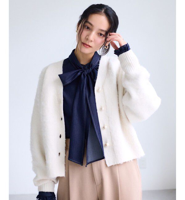 VIS「チェックアソートシャギーニットカーディガン/セットアップ対応」|カーディガン|