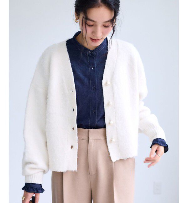 VIS「チェックアソートシャギーニットカーディガン/セットアップ対応」|カーディガン|
