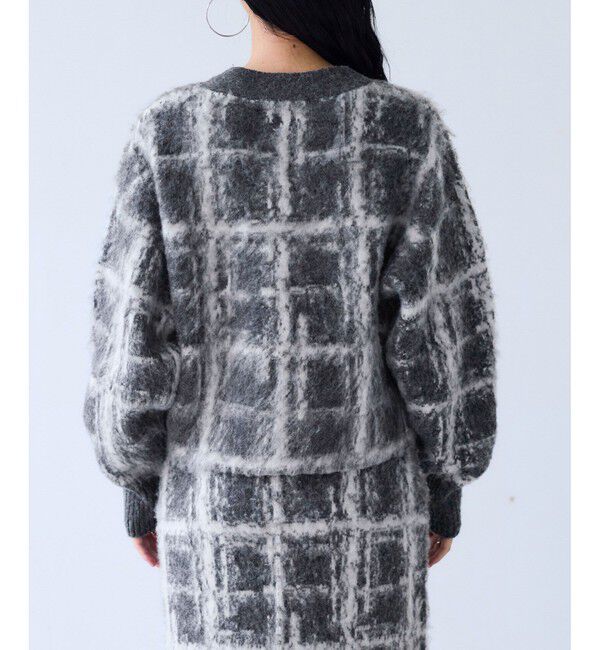 VIS「チェックアソートシャギーニットカーディガン/セットアップ対応」|カーディガン|