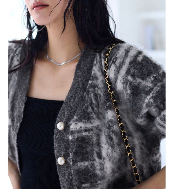 VIS「チェックアソートシャギーニットカーディガン/セットアップ対応」|カーディガン|