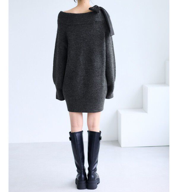 VIS「肩リボンミニ丈ニットワンピース/2WAY」|ワンピース|